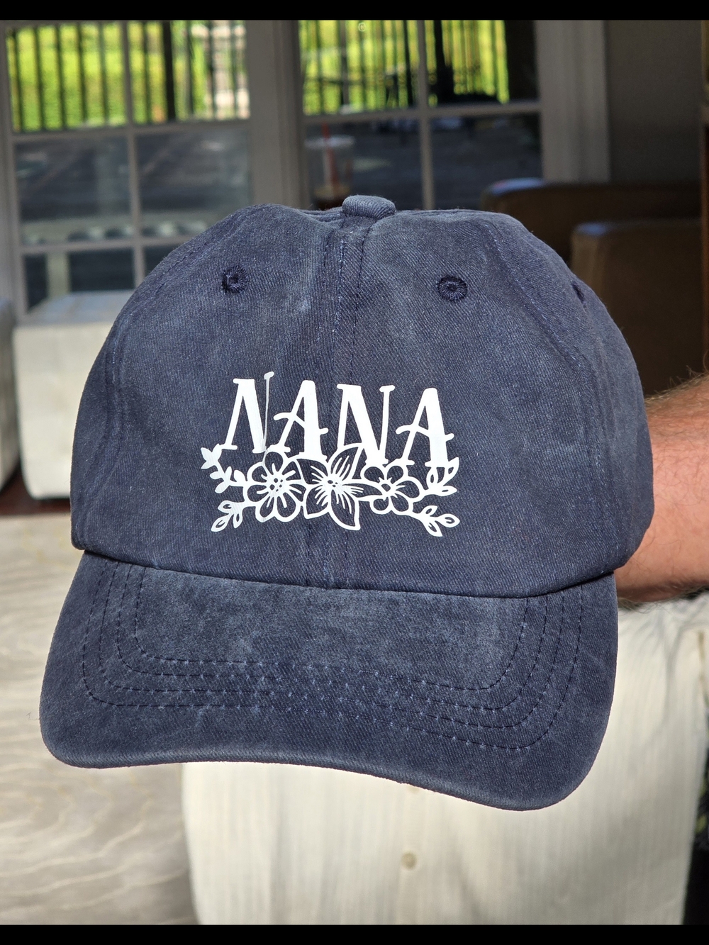 NANA Floral Embroidered Baseball Cap - Navy
